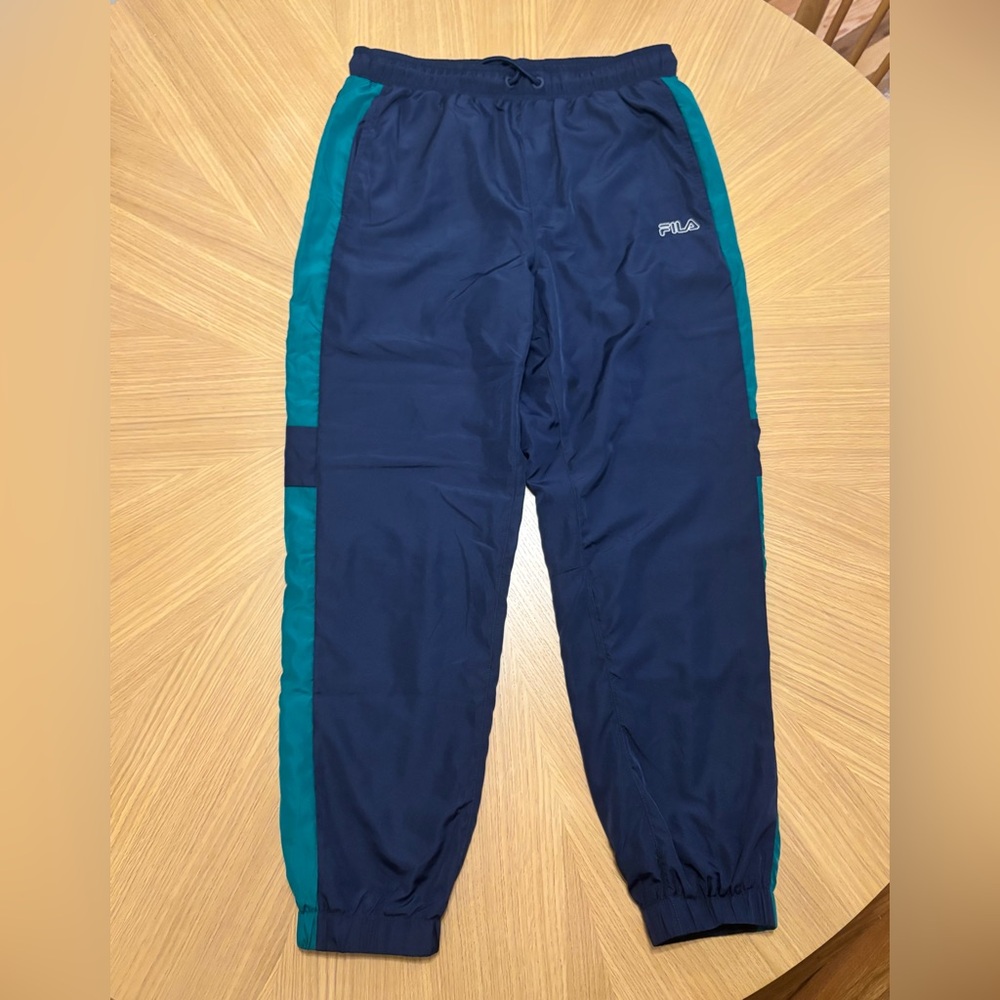FILA Woven Track Pants, Navy with stripe